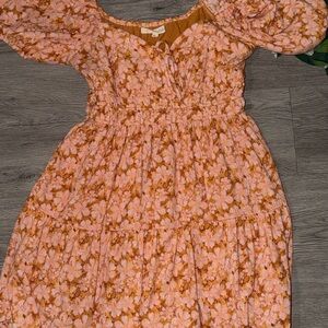 Floral Pink and Orange Dress